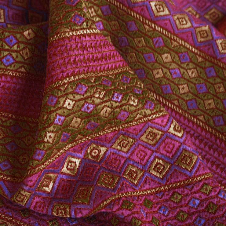 Fair trade hand woven wool muffler with Suf embroidery