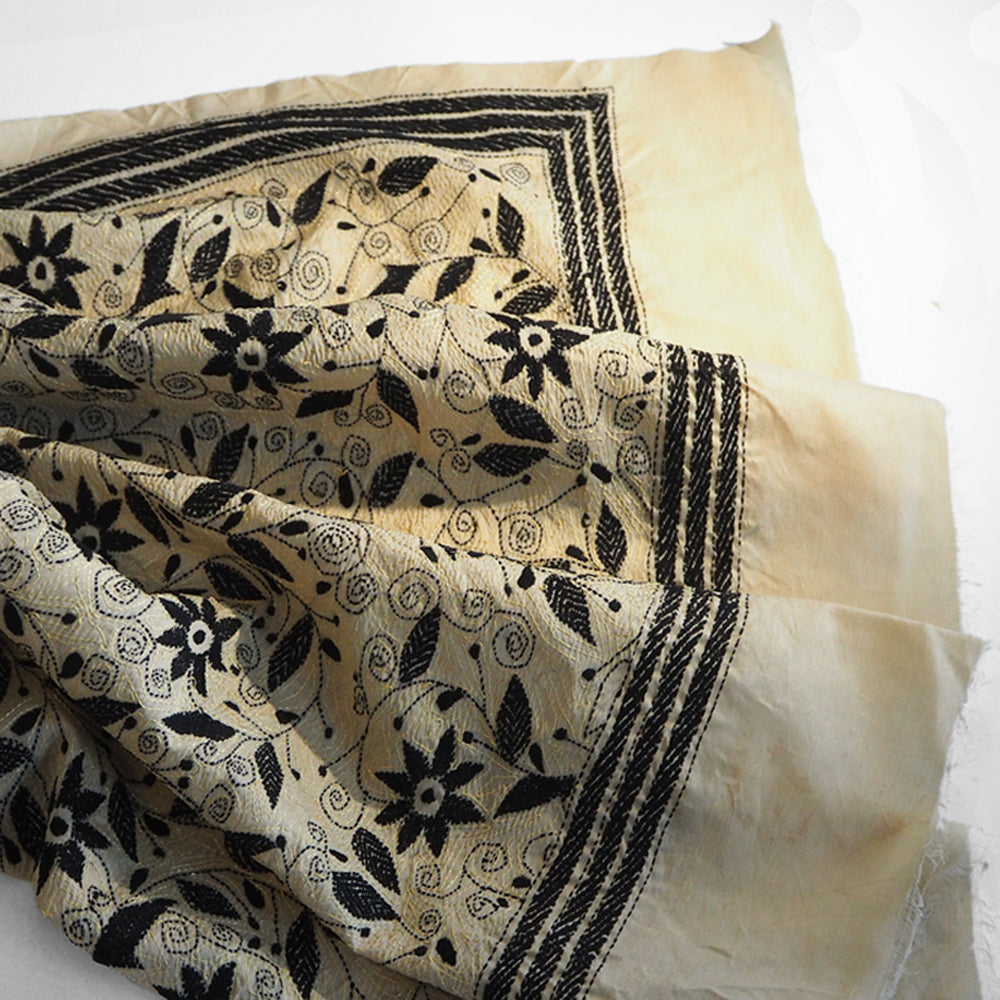 Hand embroidered silk shawl by Afroza Khatun