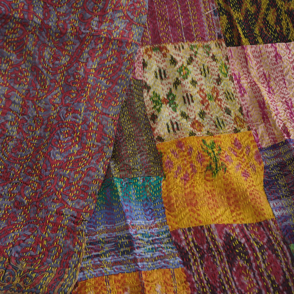 Patchwork silk Kantha shawl