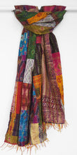 Load image into Gallery viewer, Patchwork silk Kantha shawl
