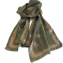 Load image into Gallery viewer, Hand woven fair trade tussar silk block printed scarf
