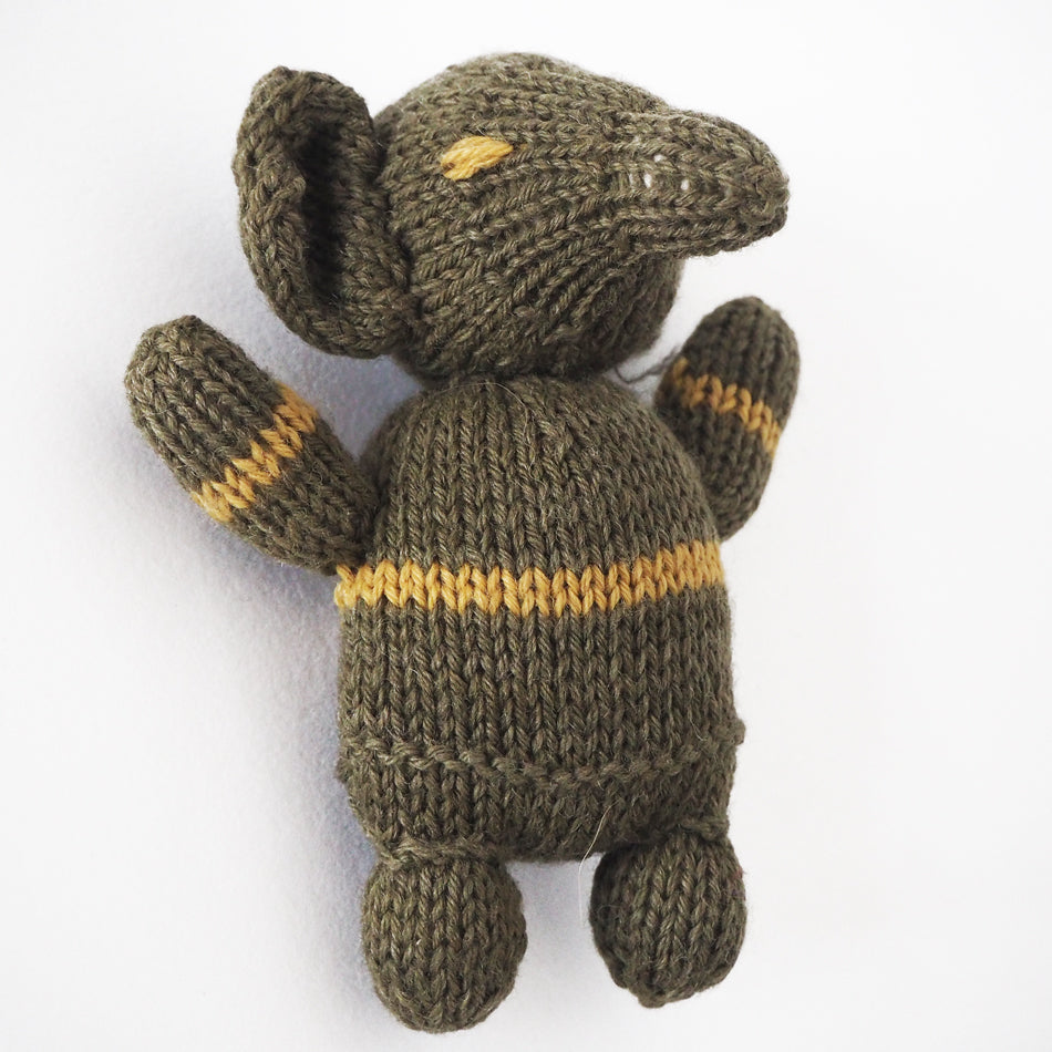 Hand knitted toy elephants