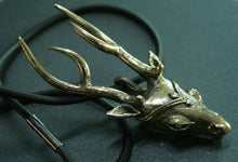 Load image into Gallery viewer, Cast bronze deer pendant
