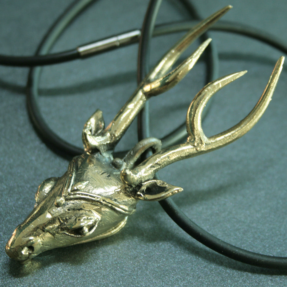 Cast bronze deer pendant