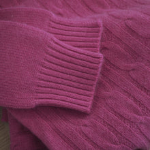 Load image into Gallery viewer, Fine cable knit cashmere fair trade scarf from Nepal.
